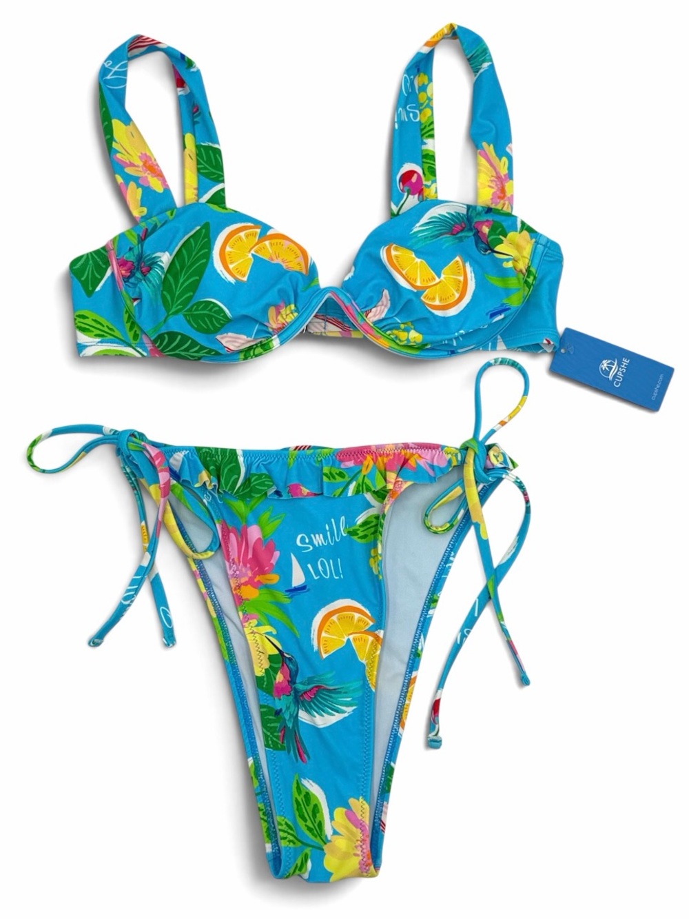 Cupshe Floral Fun Tropical Print Bikini Set Size Medium